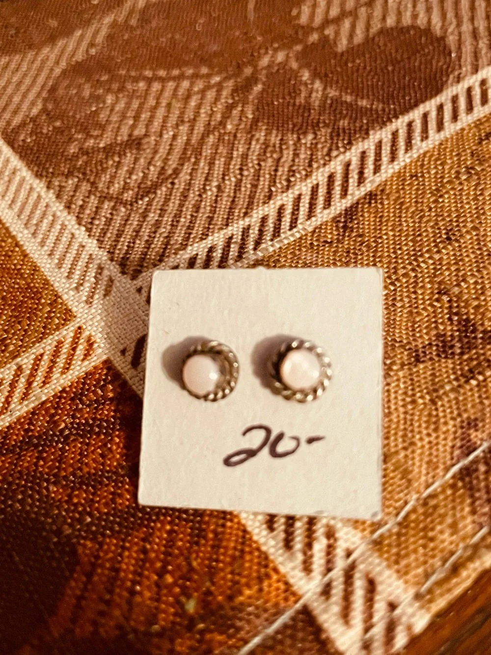Twisted Rope-Edge White Stone Stud Earrings